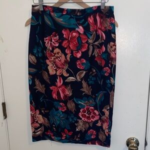 SHEIN Navy Floral Midi Skirt